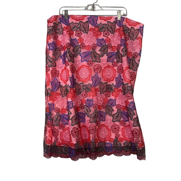 Eloquii Dresses & Skirts - Eloquii Womens Plus Size 22 Floral Lace Skirt Pink Red Blue